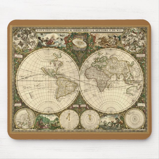 1660 Frederick de Wit Old World Map Mouse Mat (Front)