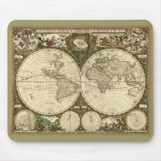 1660 Frederick de Wit Old World Map Mousepad (Front)