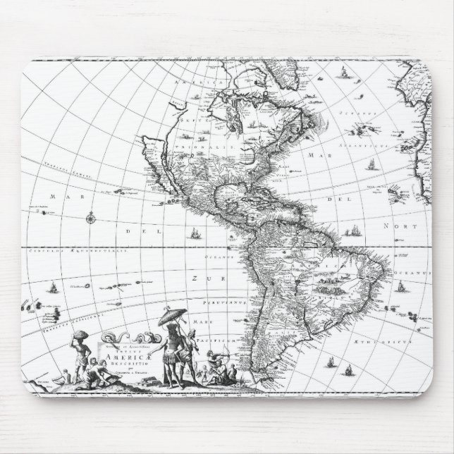 1671 Map Totius Americae Descriptio Mouse Mat (Front)