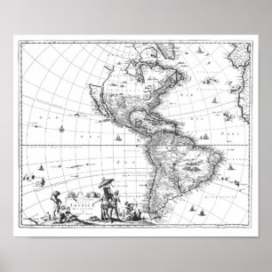 1671 Map Totius Americae Descriptio Poster