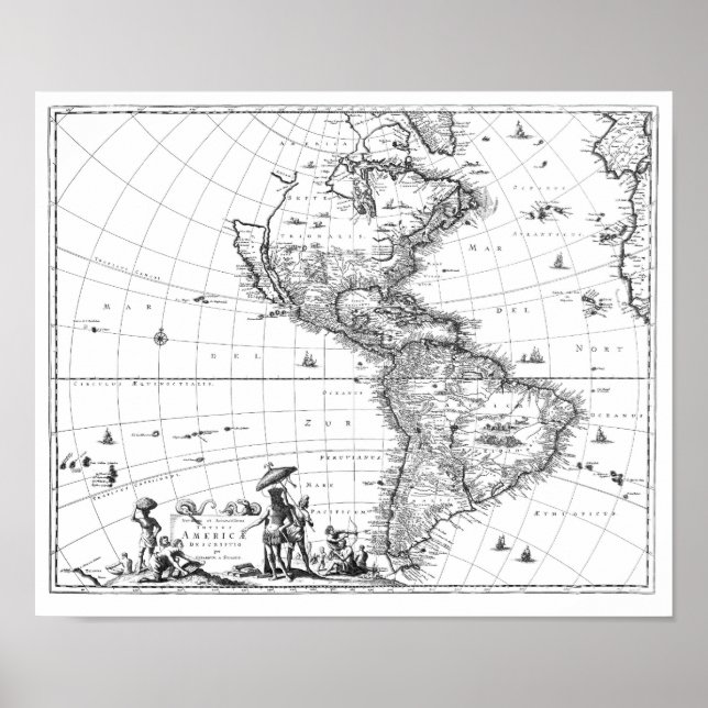 1671 Map Totius Americae Descriptio Poster (Front)