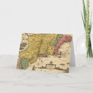 1685 Map - New Belgium, The New World, New England Card