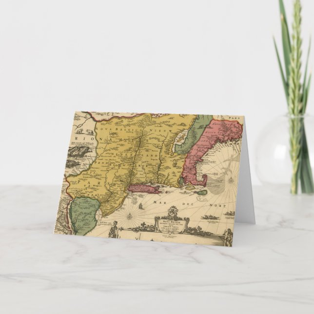 1685 Map - New Belgium, The New World, New England Card (Front)