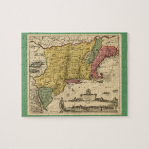 1685 Map - New Belgium, The New World, New England Jigsaw Puzzle