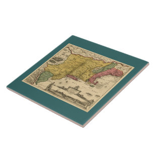 1685 Map - New Belgium, The New World, New England Tile