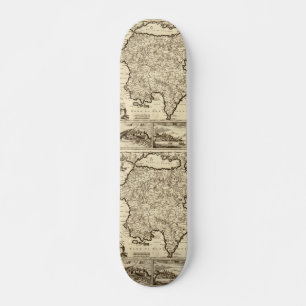 1688 Greece / Greek Peloponnesian Map Skateboard