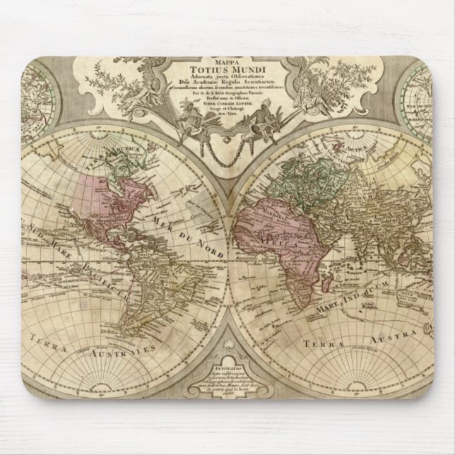 1690 Guillaume Old World Map Mouse Mat (Front)