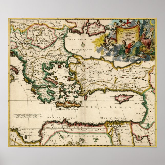 1690 Map of Eastern Mediterranean Poster (Front)