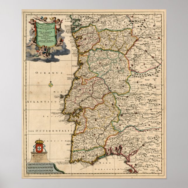 1690 Map of Portugal Poster (Front)