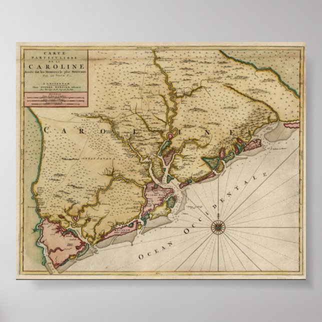 1696 Carolina Map Poster (Front)