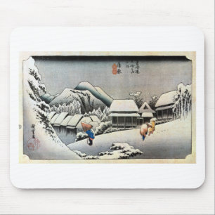 16. 蒲原宿, 広重 Kanbara-juku, Hiroshige, Ukiyo-e Mouse Mat