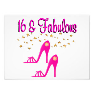 16 AND FABULOUS 16TH BIRTHDAY DESIGN PHOTO PRINT