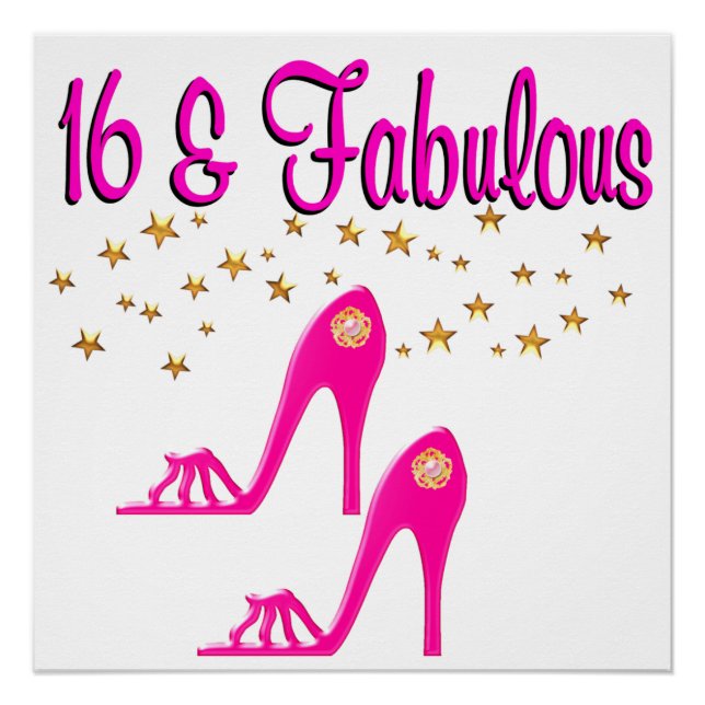 16 AND FABULOUS 16TH BIRTHDAY DESIGN POSTER (Front)