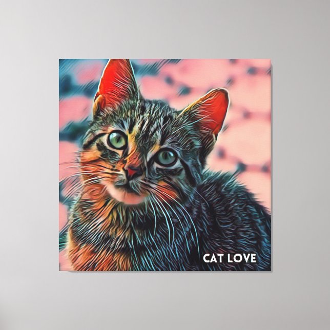 16. Beautiful cute cool colourful lovely cat  Canvas Print (Front)