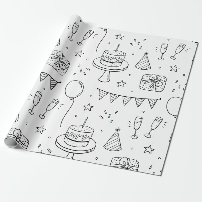 16- Birthday wrapping paper pattern (Unrolled)