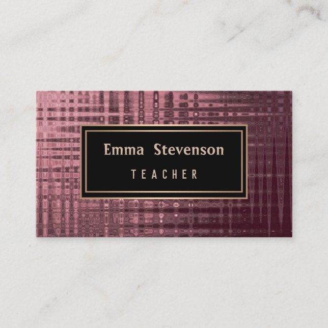 16 Black pink, abstract, pattern, pink and black Business Card (Front)