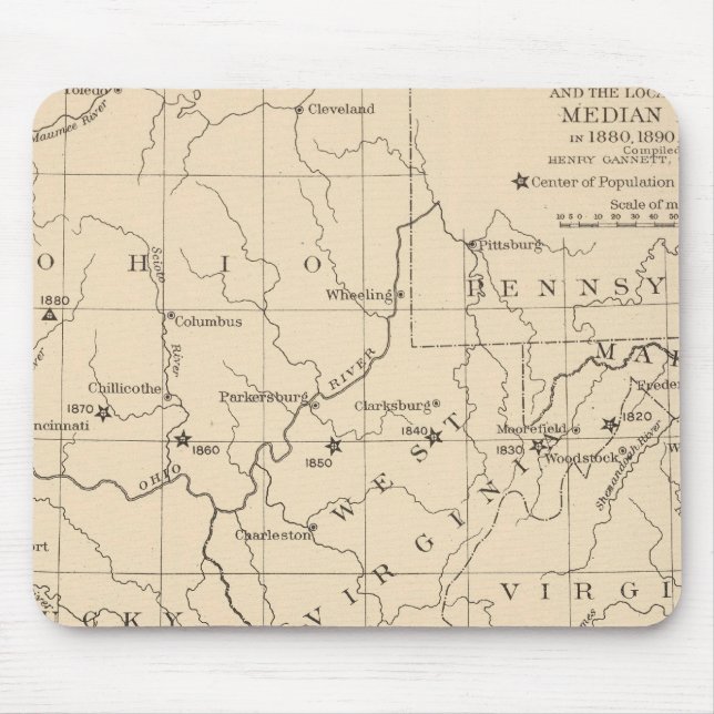16 Centre of population 17901900 Mouse Mat (Front)
