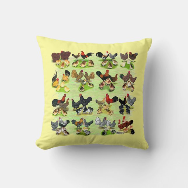 16 Chicken Families Cushion (Front)