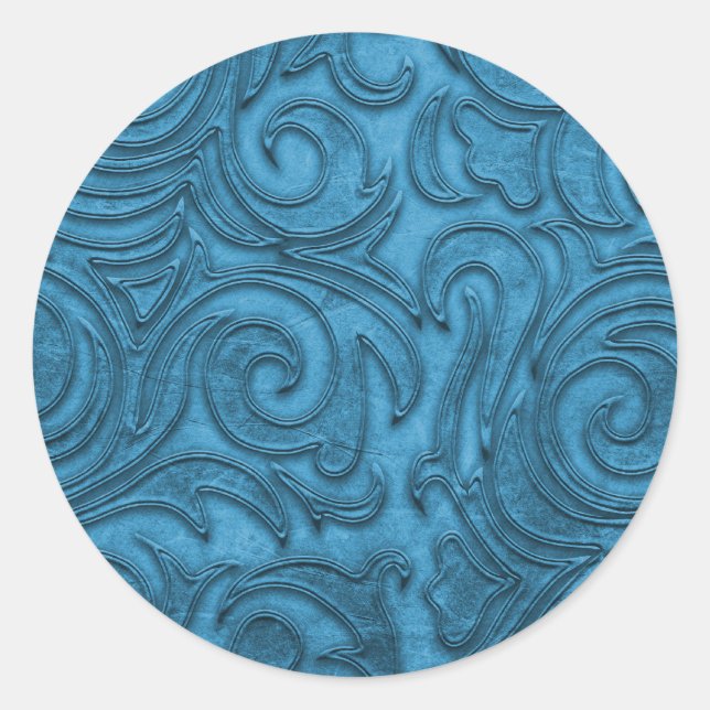 16 Colour Choices Damask Textured Look Classic Round Sticker (Front)