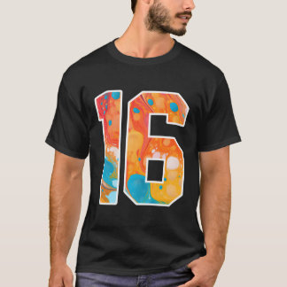 16 Colourful Sports Team Numbers Front And Back T-Shirt