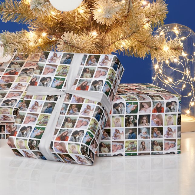 16 Custom Photo Collage | Simple Easy Personalised Wrapping Paper (Holidays)