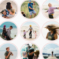 16 Custom Photos & Colour Circle Pattern Pale Pink