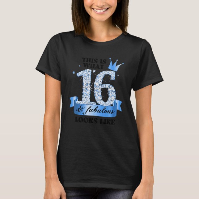 16 & Fabulous I Blue White Party Group Candid Phot T-Shirt (Front)
