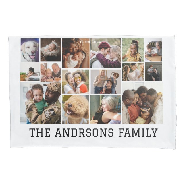 16 family photos Pillowcase (Front)