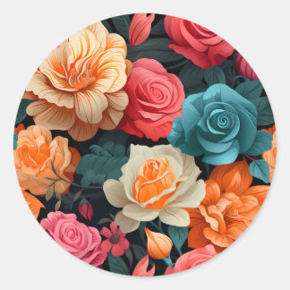 #16 Floral Pattern Classic Round Sticker