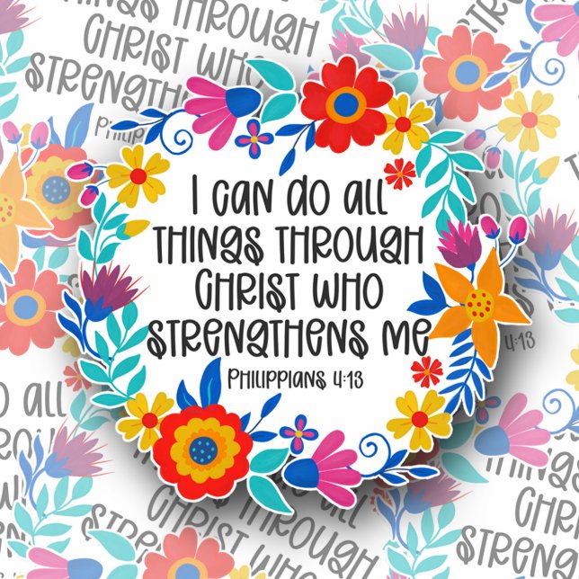 16 Floral Philippians 4:13 Bible Scripture Folkart (Creator Uploaded)