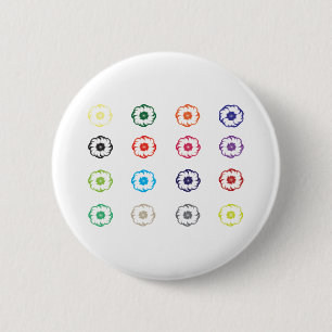 16 Flowers 6 Cm Round Badge