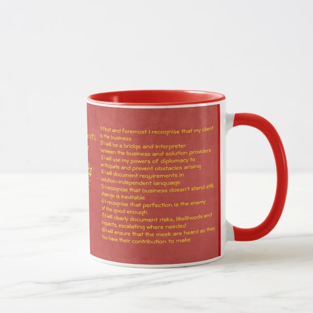 16 golden rules of the Business Analyst Charter Mug (Right)