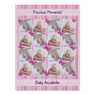 16 Images Collage Precious Moments Pink Poster