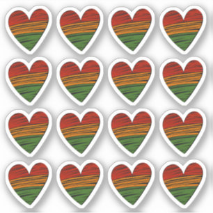 16 Kwanzaa Juneteenth Red Black Green Paint Hearts