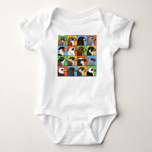 16 North American Raptor Profiles Baby Bodysuit