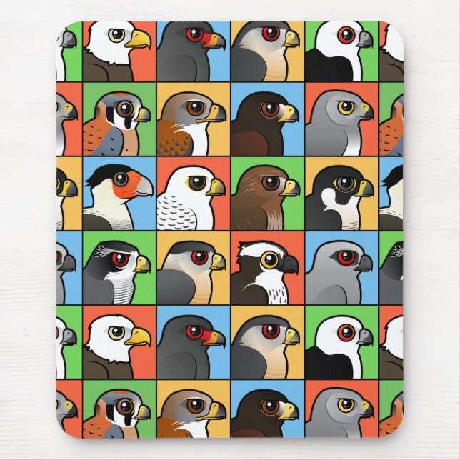 16 North American Raptor Profiles (tiled) Mouse Mat (Front)