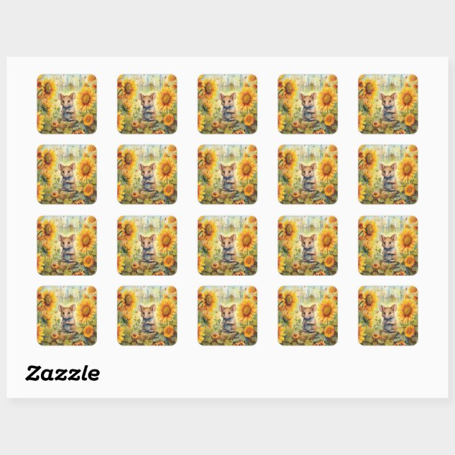 16 of 17 Sunflower Garden Miceville Square Sticker (Sheet)