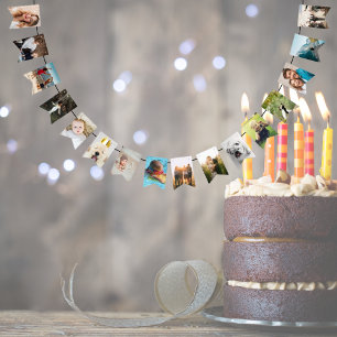 16 own photos personalised Birthday Party  Bunting
