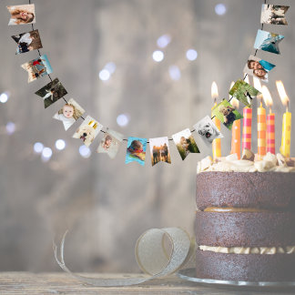 16 own photos personalised Birthday Party Bunting