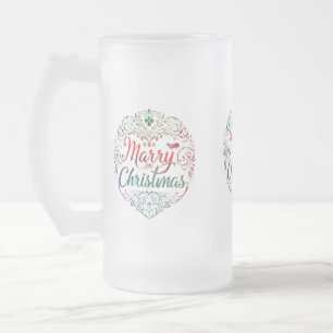 16 oz Frosted Glass Mug – Merry Christmas Edition