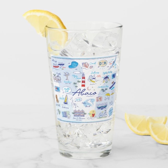 16 Oz Glass Cup "The ABC's of Hope Town" (Front Ice)