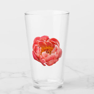 16 oz glass tumbler - coral peony