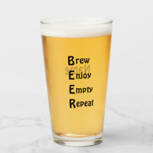 16 oz (ounce) pint beer glass – "B-E-E-R"
