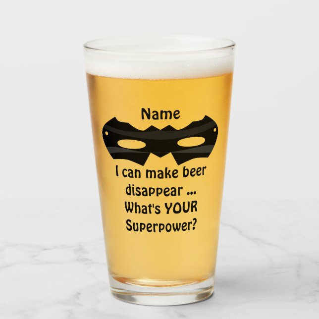 16 oz (ounce) pint beer glass – "Beer Disappear" (Front Filled)