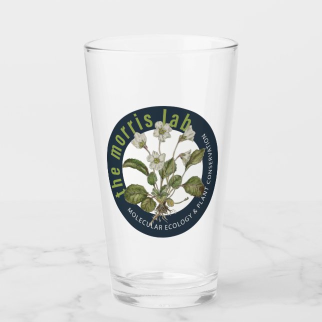 16 oz pint glass with Morris Lab logo (Front)