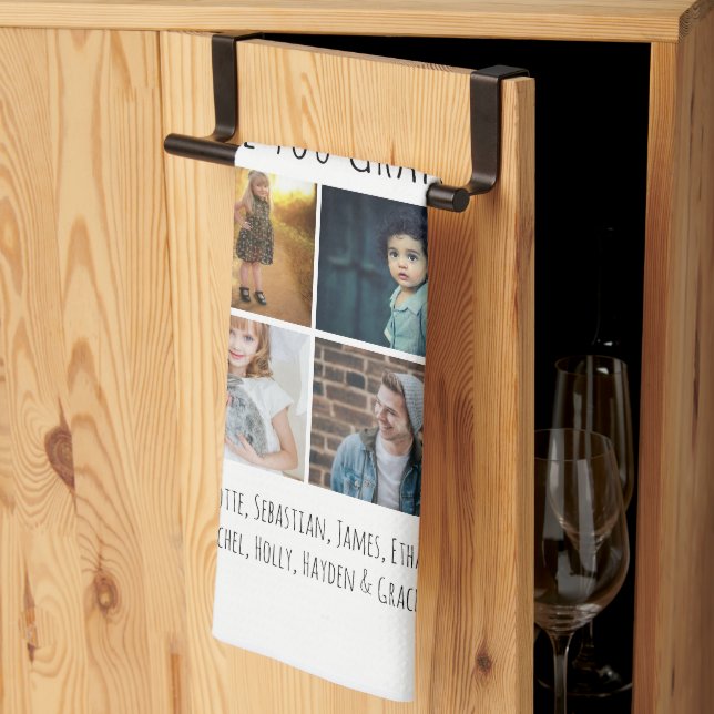  16 Photo And Text Custom Personalised Tea Towel (Thirds Fold)