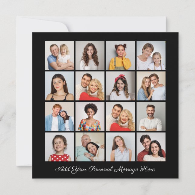 16 Photo Collage Add Your Own Greeting Card (Front)