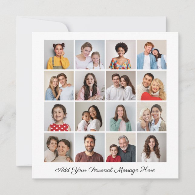 16 Photo Collage Add Your Own Greeting Card (Front)