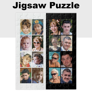 16 photo collage black and white jigsaw puzzle