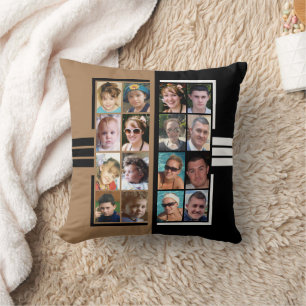 16 photo collage double sided brown black cushion